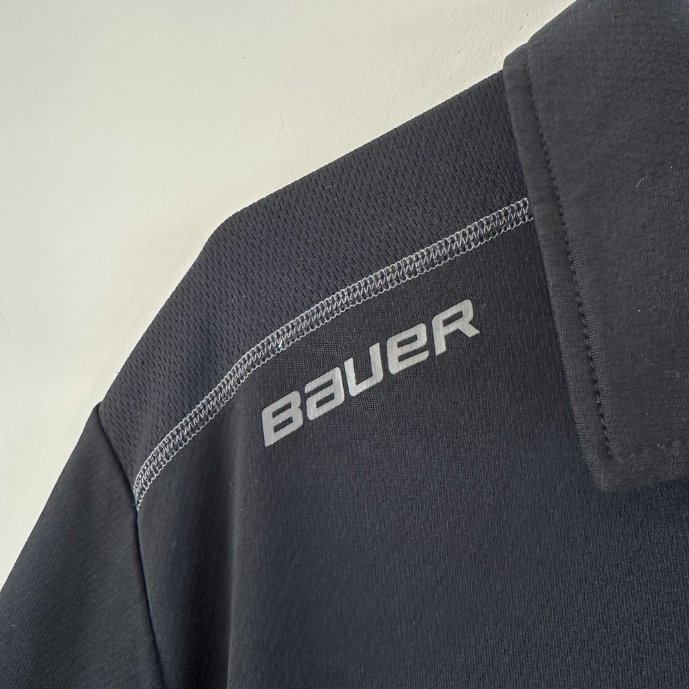 Men's UND Hawks Sioux Hockey Tier 1 Black Bauer Polo Small North Dakota Collar - Picture 5 of 10